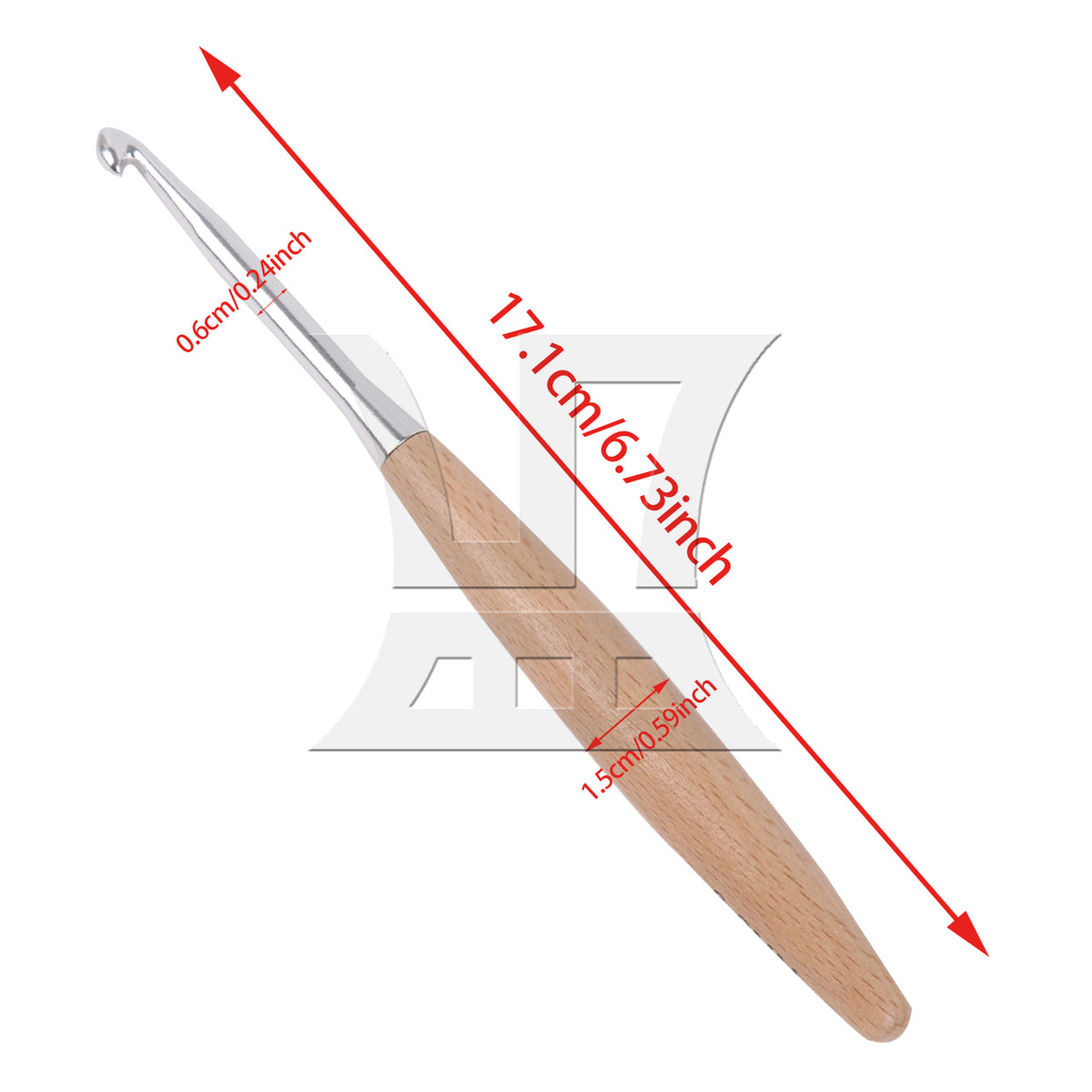 BQLZR 1pc Handmade DIY Wooden Handle Crochet Hook Wool 6mm Knitting Hook Natural Color Easy to Grip
