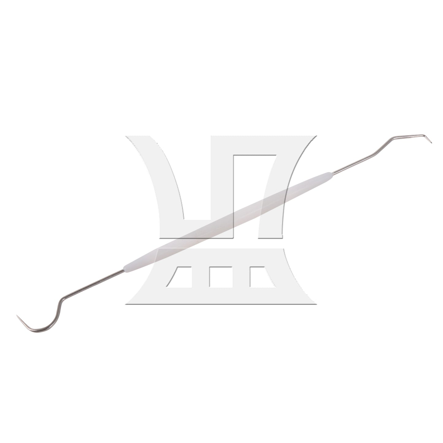 BQLZR 1pc Double Headed Plastic Handle Stainless Steel Crochet Hook White Double Ended Crochet Hook