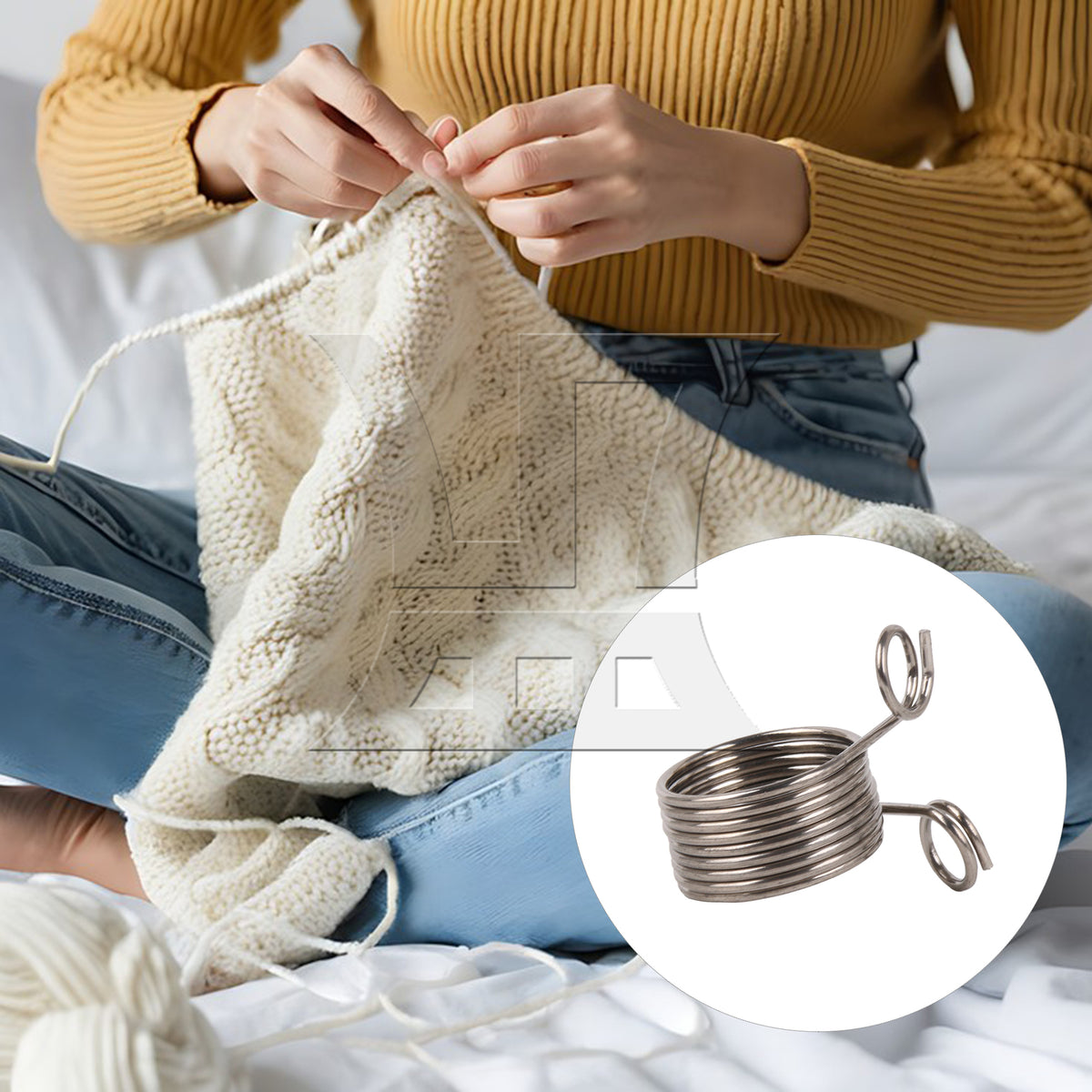 BQLZR 1pc Stainless Steel Finger Knitting Ring Crochet Loop Ring for Fingers Large Size