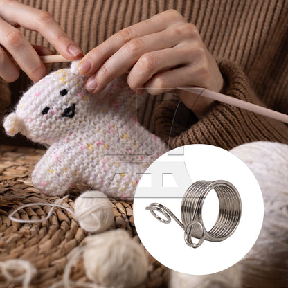 BQLZR 1pc Stainless Steel Finger Knitting Ring Crochet Loop Ring for Fingers Large Size