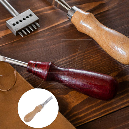 BQLZR 1pc Wooden Handle Leather Edge Skiving Beveler 8mm Wide Mouth Comfortable Hold Tools