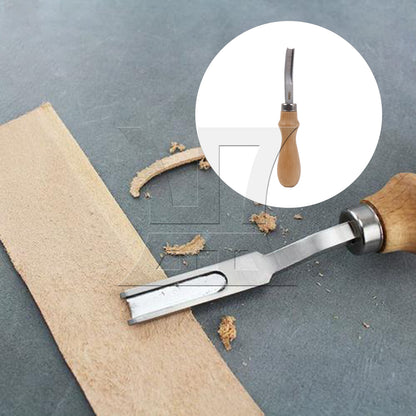 BQLZR 1pc Wooden Handle Leather Edge Skiving Beveler 8mm Wide Mouth Comfortable Hold Tools
