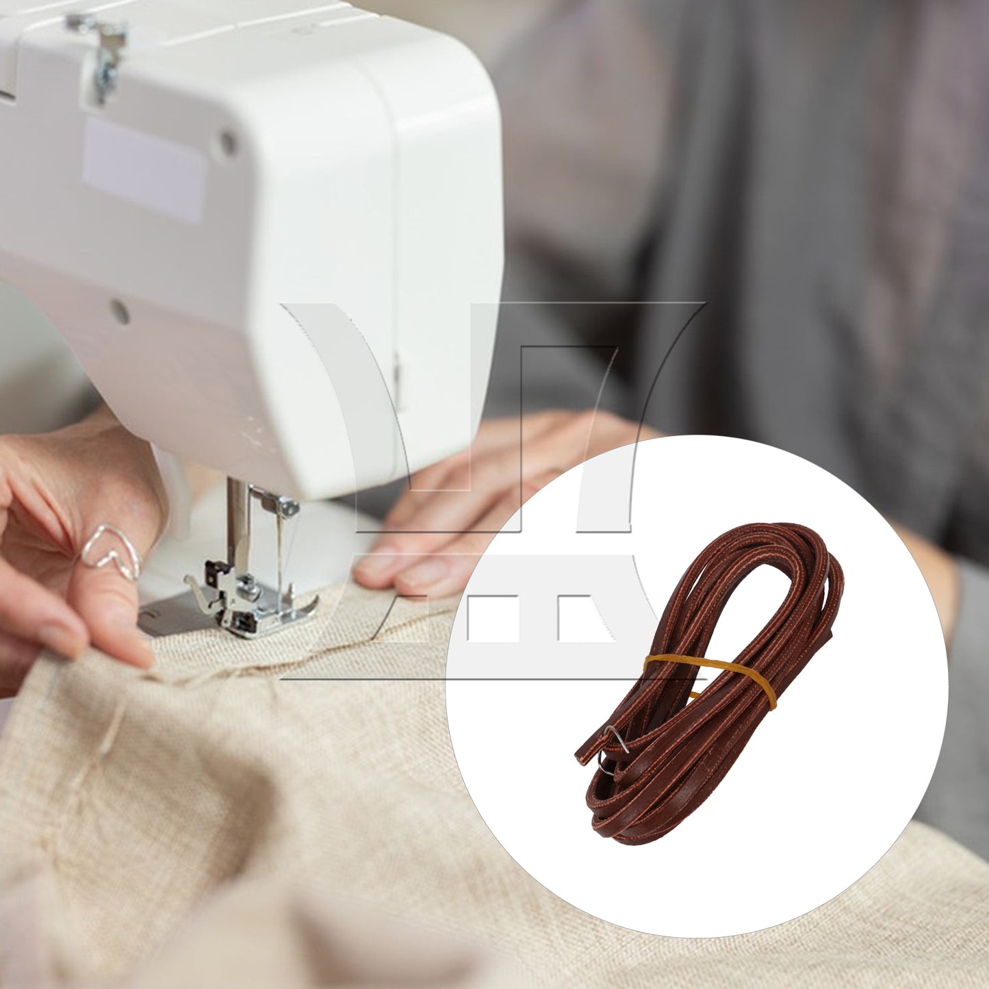 BQLZR Brown Treadle Sewing Machine Belt With Hook For Professionals, 72.05x0.19 Inches