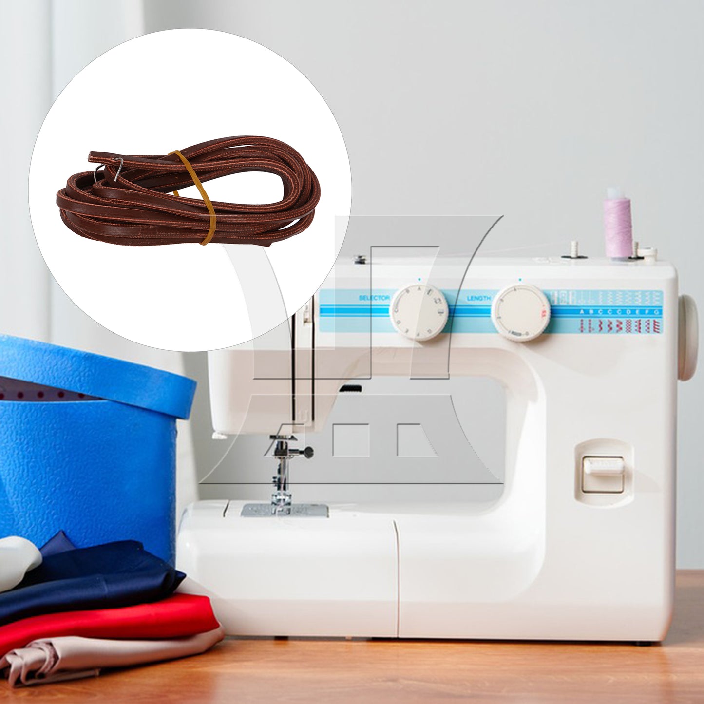 BQLZR Brown Treadle Sewing Machine Belt With Hook For Professionals, 72.05x0.19 Inches