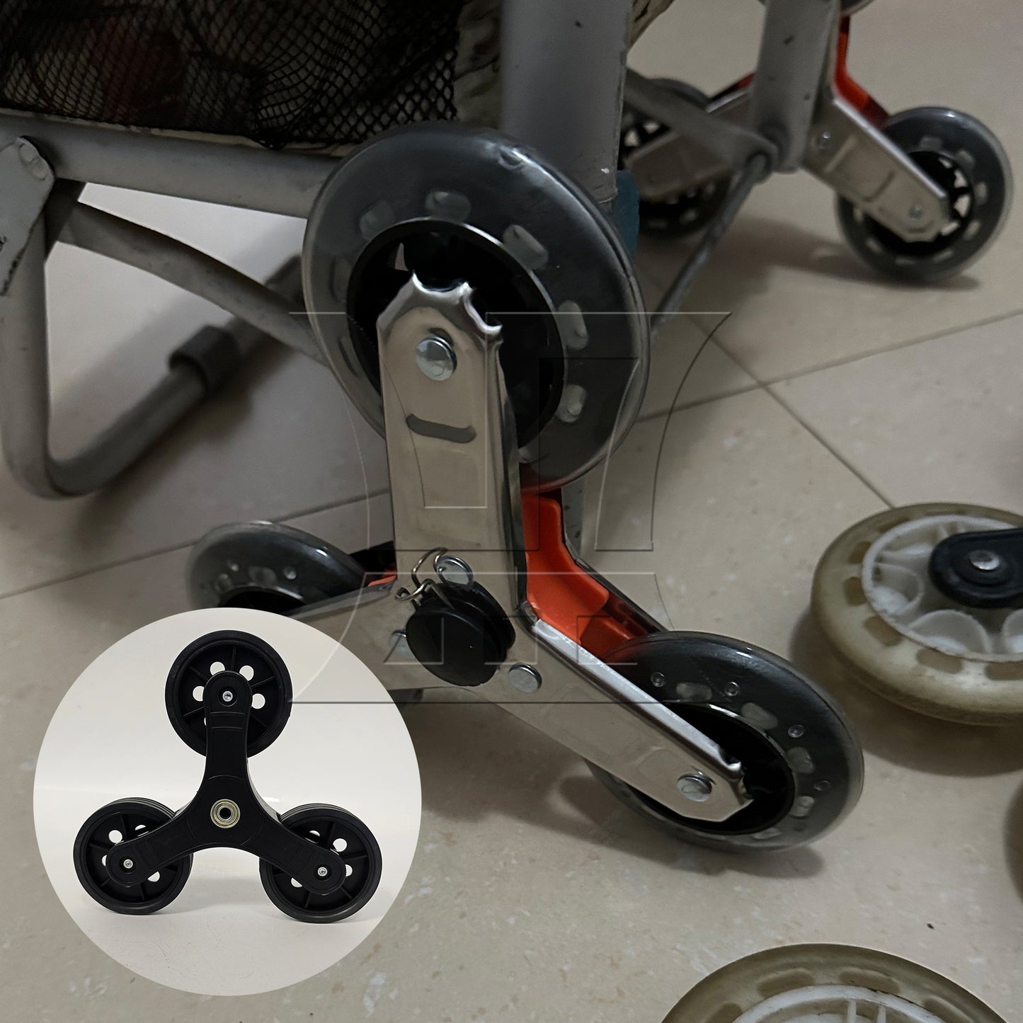 BQLZR 1pc Stair Climbing Wheel Black Greeting Car Climbing Stairs Triangular Wheels Six Wheels Climbing Stairs Wheels