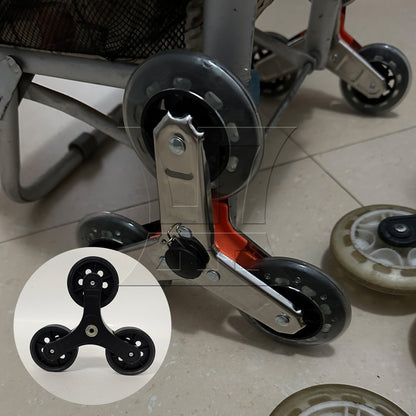 BQLZR 1pc Stair Climbing Wheel Black Greeting Car Climbing Stairs Triangular Wheels Six Wheels Climbing Stairs Wheels