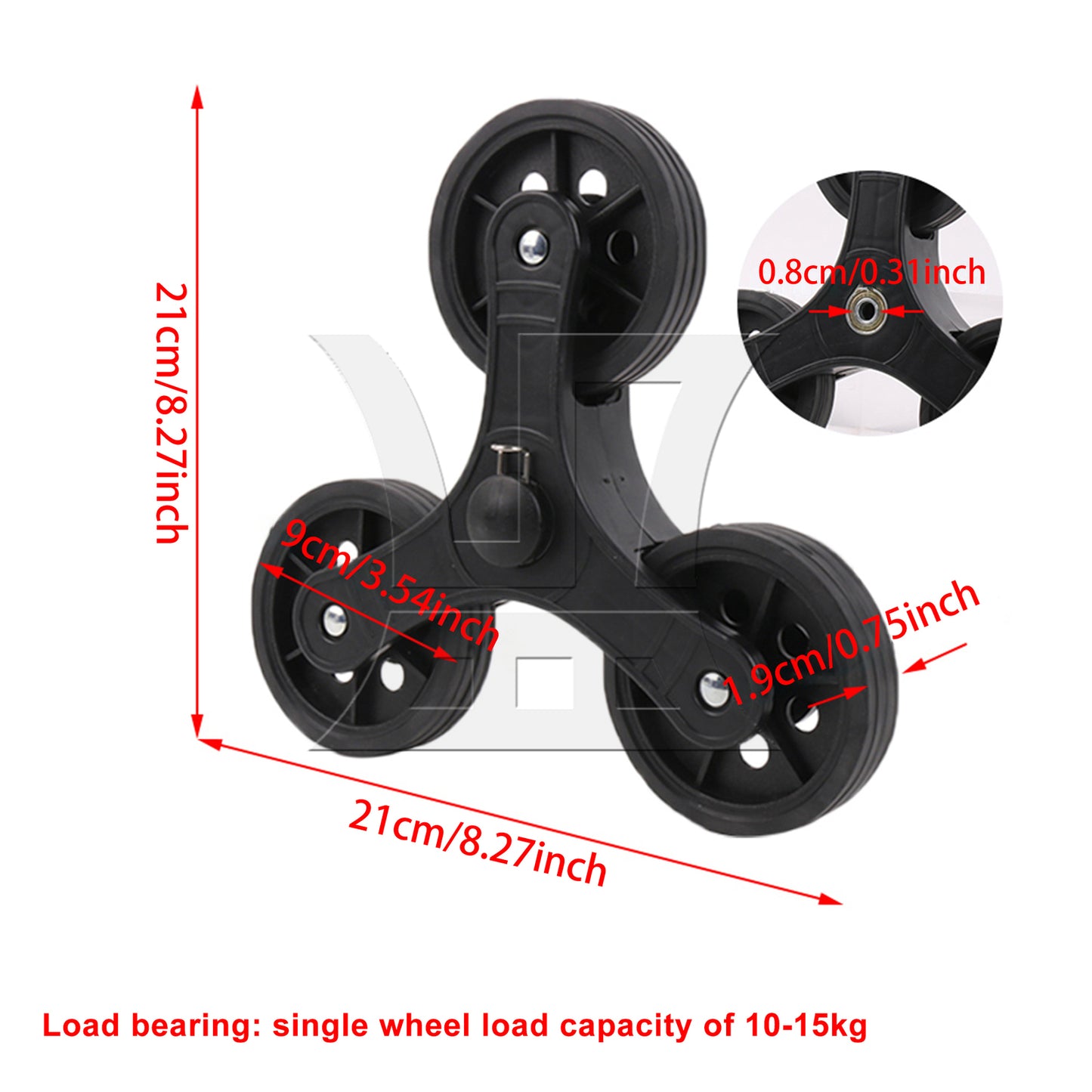 BQLZR 1pc Stair Climbing Wheel Black Greeting Car Climbing Stairs Triangular Wheels Six Wheels Climbing Stairs Wheels