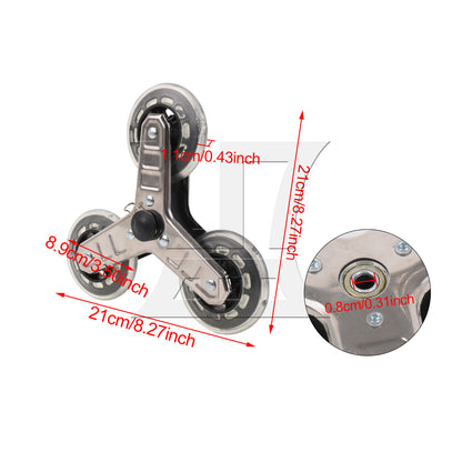 BQLZR 1pc Stair Climbing Wheel Transparent Black Greeting Car Climbing Stairs Triangular Wheels Six Wheels Climbing Stairs Wheels