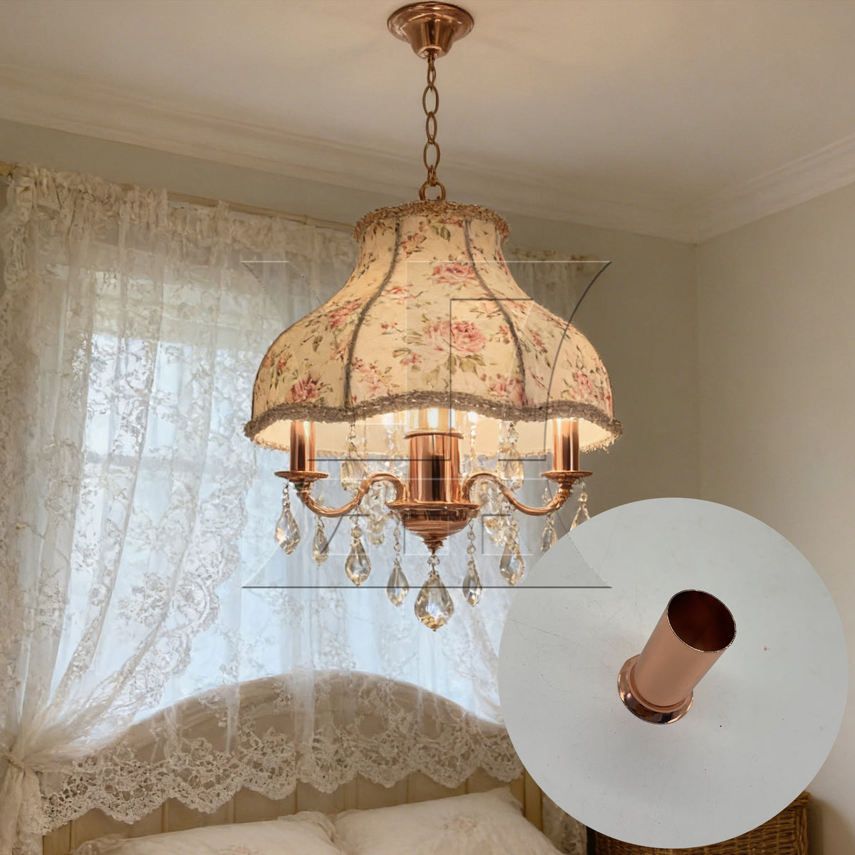 BQLZR 1pc E14 Chandelier Socket Sleeve 30 x 60mm Rose Gold Crystal Chandelier Hardware Iron Casing