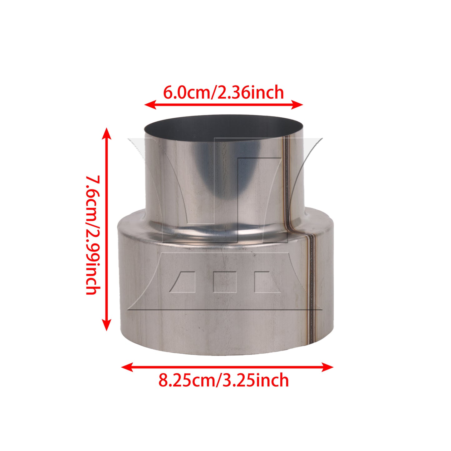 BQLZR Stainless Steel Exhaust Tube Reducing Adapter, Professionally Designed, 2.36 Inch Inner Dia To 3.25 Inch Outer Dia