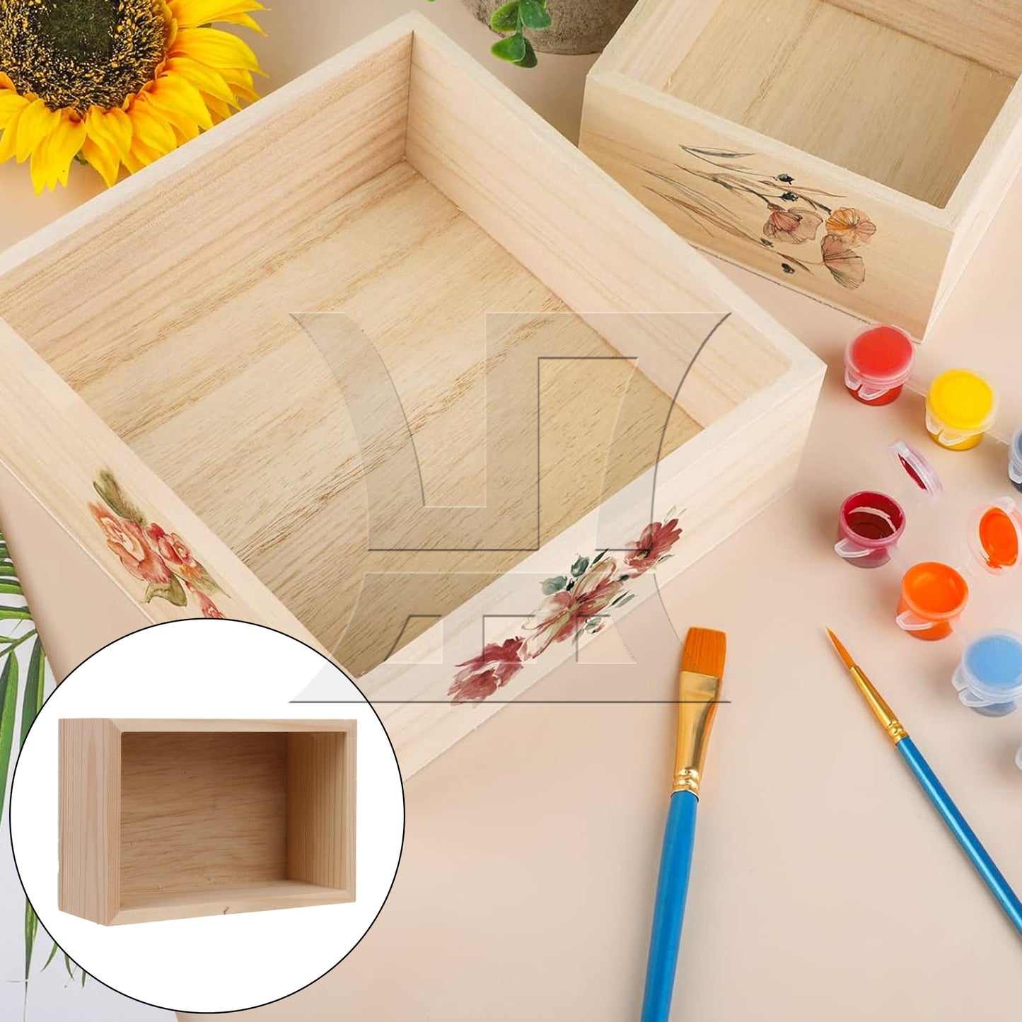 BQLZR Natural Wood Storage Box With Smooth Surface For Storing Hair Accessories, 5.91x3.94x2.36 Inches