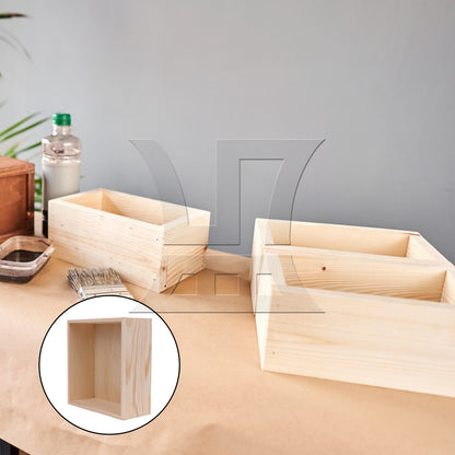 BQLZR Unfinished Wood Storage Box, Long-Lasting, For Storing Small Keepsakes, 7.87x7.87x3.15 Inches