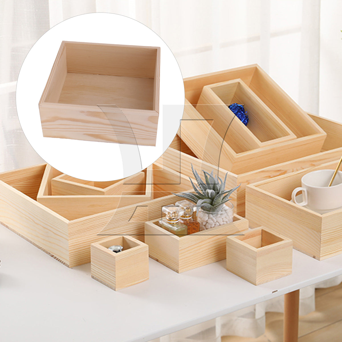 BQLZR Unfinished Wood Storage Box, Long-Lasting, For Storing Small Keepsakes, 7.87x7.87x3.15 Inches