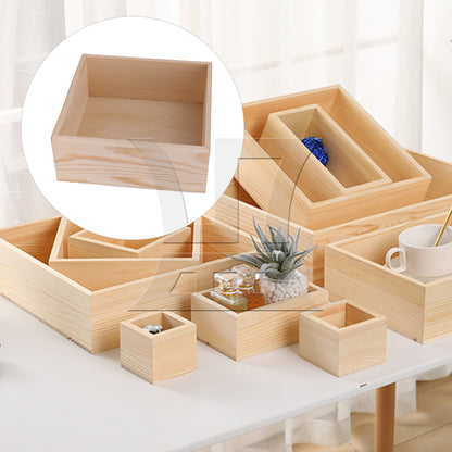 BQLZR Unfinished Wood Storage Box, Long-Lasting, For Storing Small Keepsakes, 7.87x7.87x3.15 Inches
