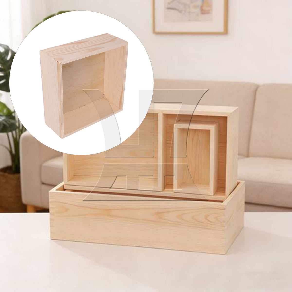 BQLZR Unfinished Wood Storage Box, Long-Lasting, For Storing Small Keepsakes, 7.87x7.87x3.15 Inches