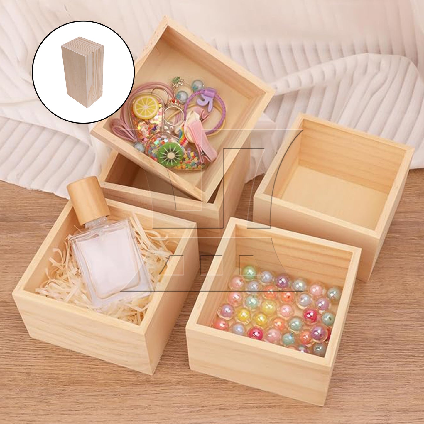 BQLZR Unfinished Wooden Storage Box, Long-Lasting, For Storing Watches, 7.87x3.94x3.15inch