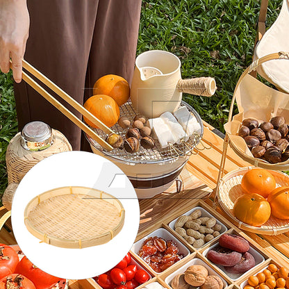 BQLZR 1pc Bamboo Tray, Round 22cm, Suitable For Family Dining Tables