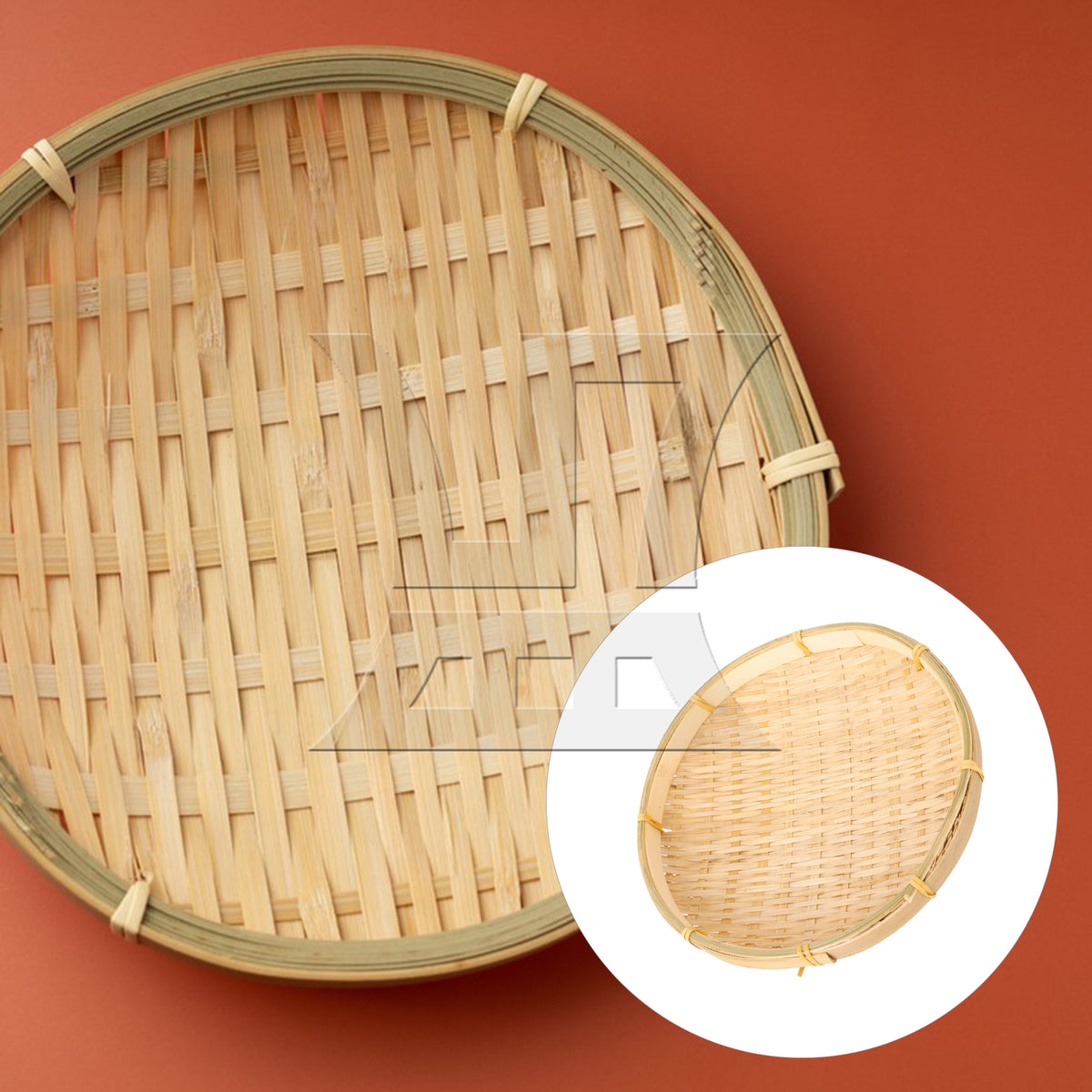 BQLZR 1pc Bamboo Tray, Round 22cm, Suitable For Family Dining Tables