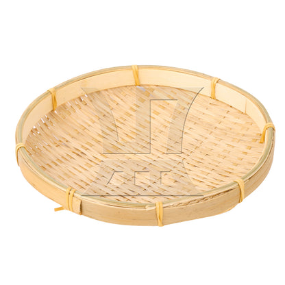 BQLZR 1pc Bamboo Tray, Round 22cm, Suitable For Family Dining Tables
