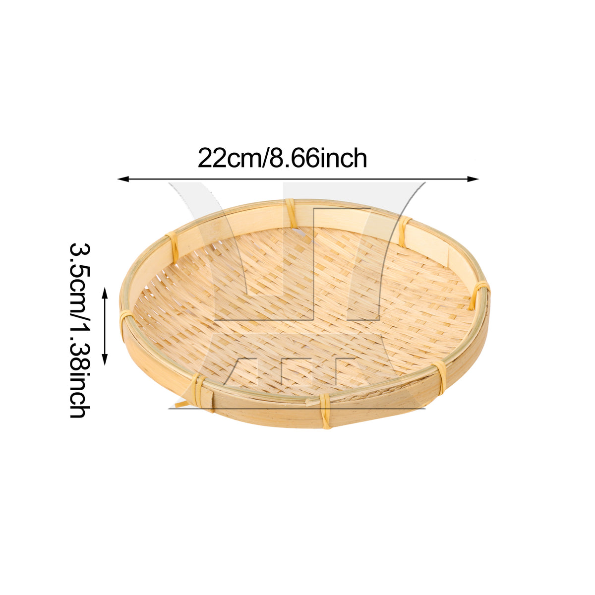 BQLZR 1pc Bamboo Tray, Round 22cm, Suitable For Family Dining Tables