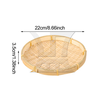 BQLZR 1pc Bamboo Tray, Round 22cm, Suitable For Family Dining Tables