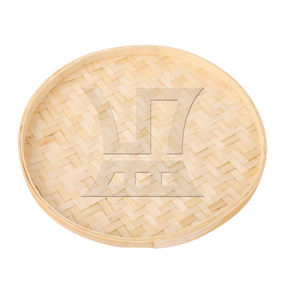 BQLZR 1pc Shallow Mouth Bamboo Tray, Round 30cm, Suitable For Family Dining Tables