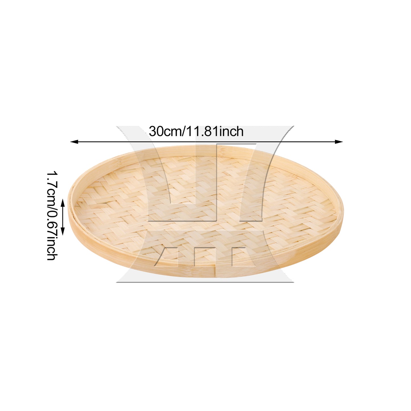BQLZR 1pc Shallow Mouth Bamboo Tray, Round 30cm, Suitable For Family Dining Tables
