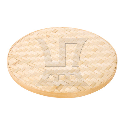 BQLZR 1pc Shallow Mouth Bamboo Tray, Round 30cm, Suitable For Family Dining Tables
