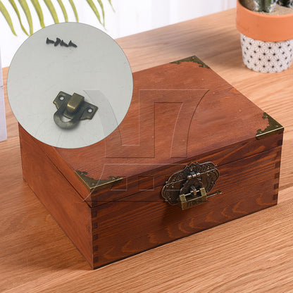 BQLZR 1pc Antique Furniture Metal Corner 29 x 27mm Blue Retro Color Hardware Box Buckle Retro Gift Box Golden Lock Buckle