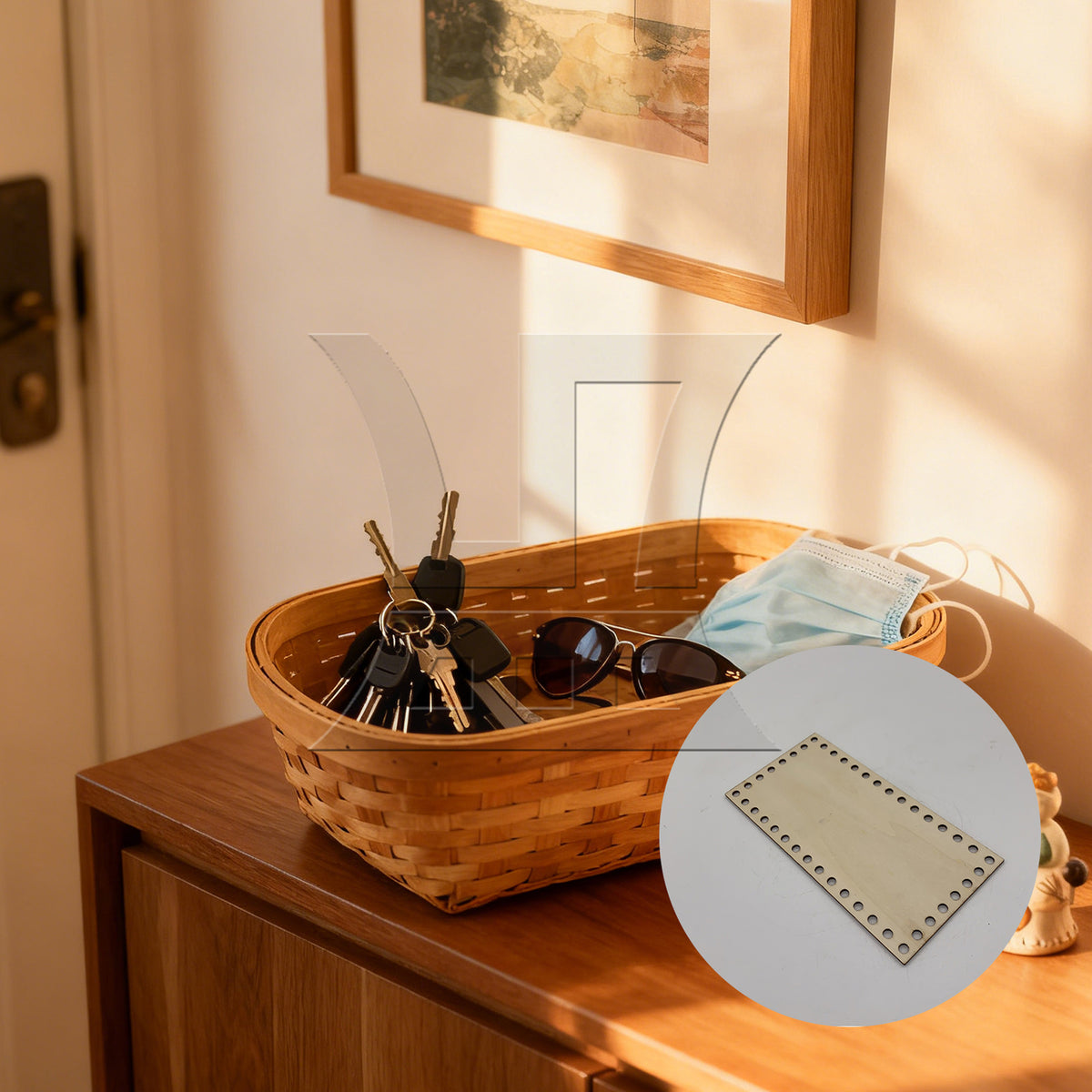 BQLZR 1pc Braided Basket Bag Bottom 20 cm Rectangular Braided Oval Wipes Box Woven Basket Bottom Plate