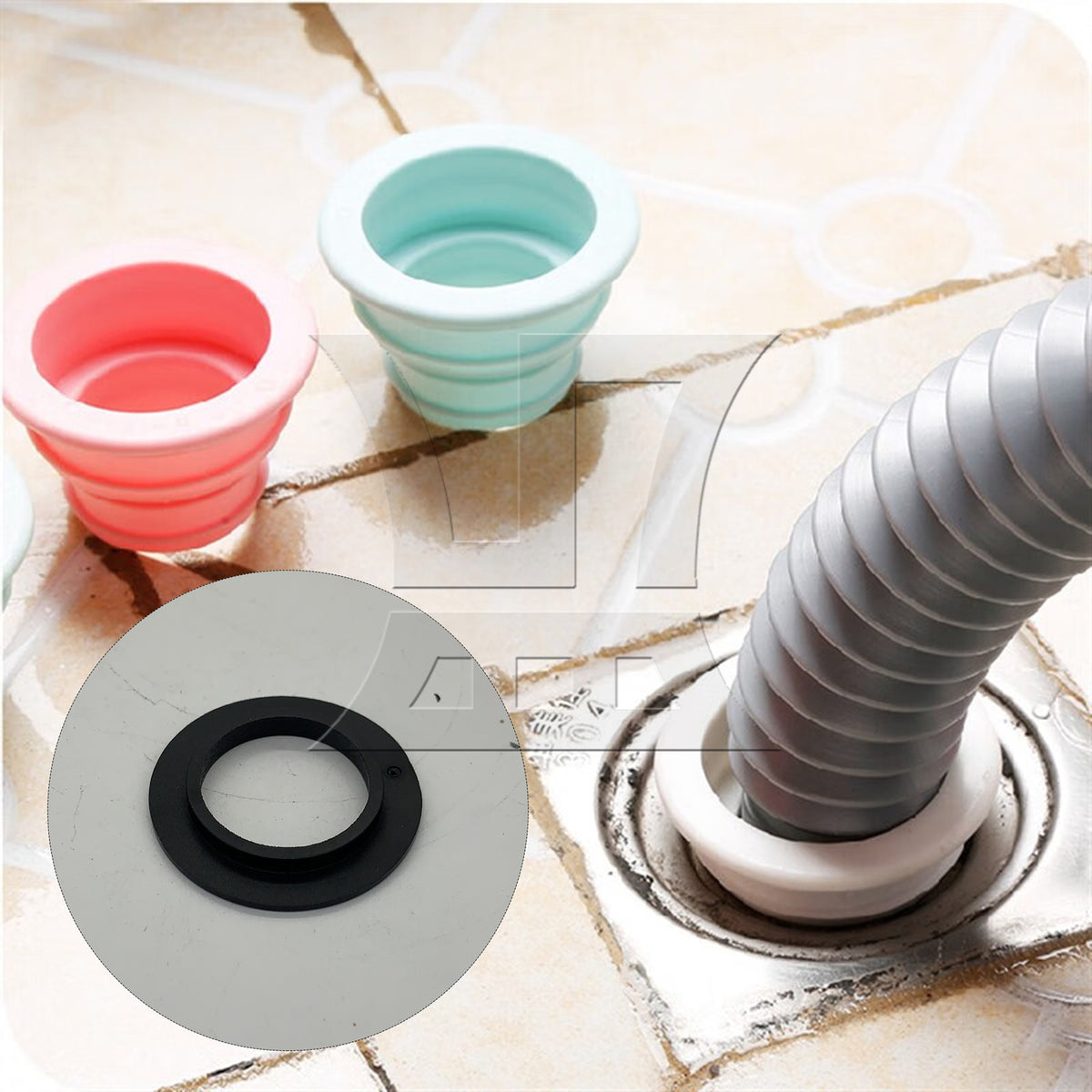 BQLZR 1pc Drain Pipe Sealing Gasket Black Convex Gasket for Kitchen Flushing Pipe
