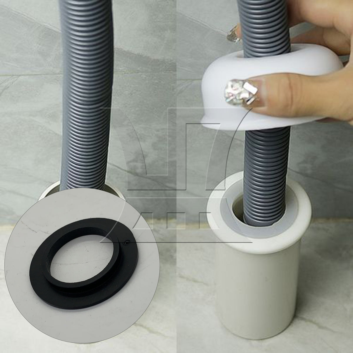 BQLZR 1pc Drain Pipe Sealing Gasket Black Convex Gasket for Kitchen Flushing Pipe