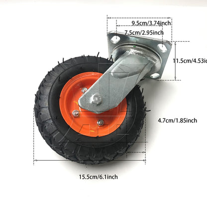 BQLZR 1pc Heavy Duty Pneumatic Air Universal Caster 6inch for Transport Vehicle Snow Blower