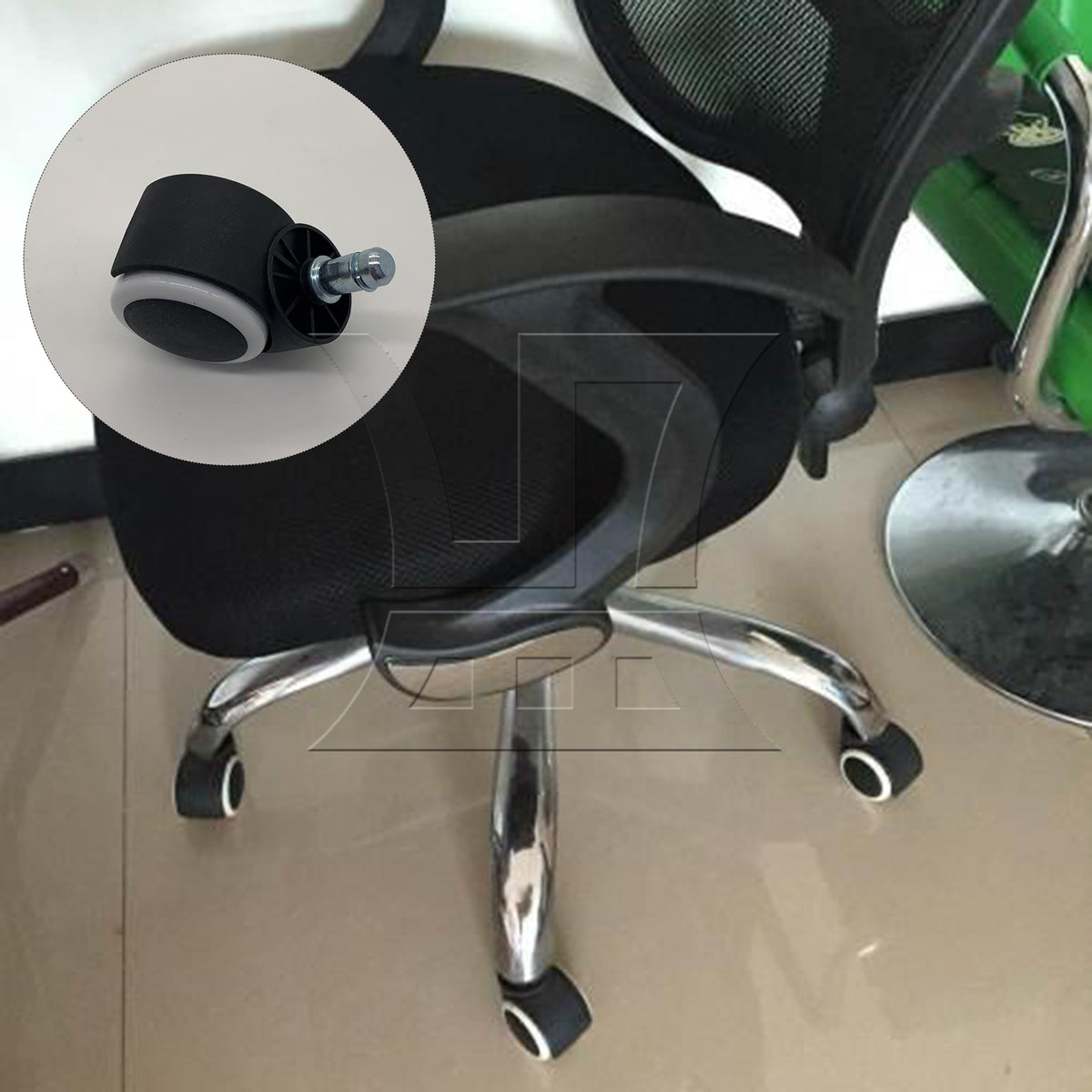 BQLZR 1pc Office Chair Casters Wheels Standard Stem White Silent Caster