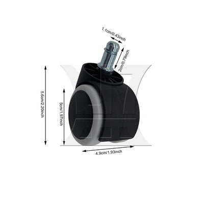 BQLZR 1pc Office Chair Casters Wheels Standard Stem White Silent Caster