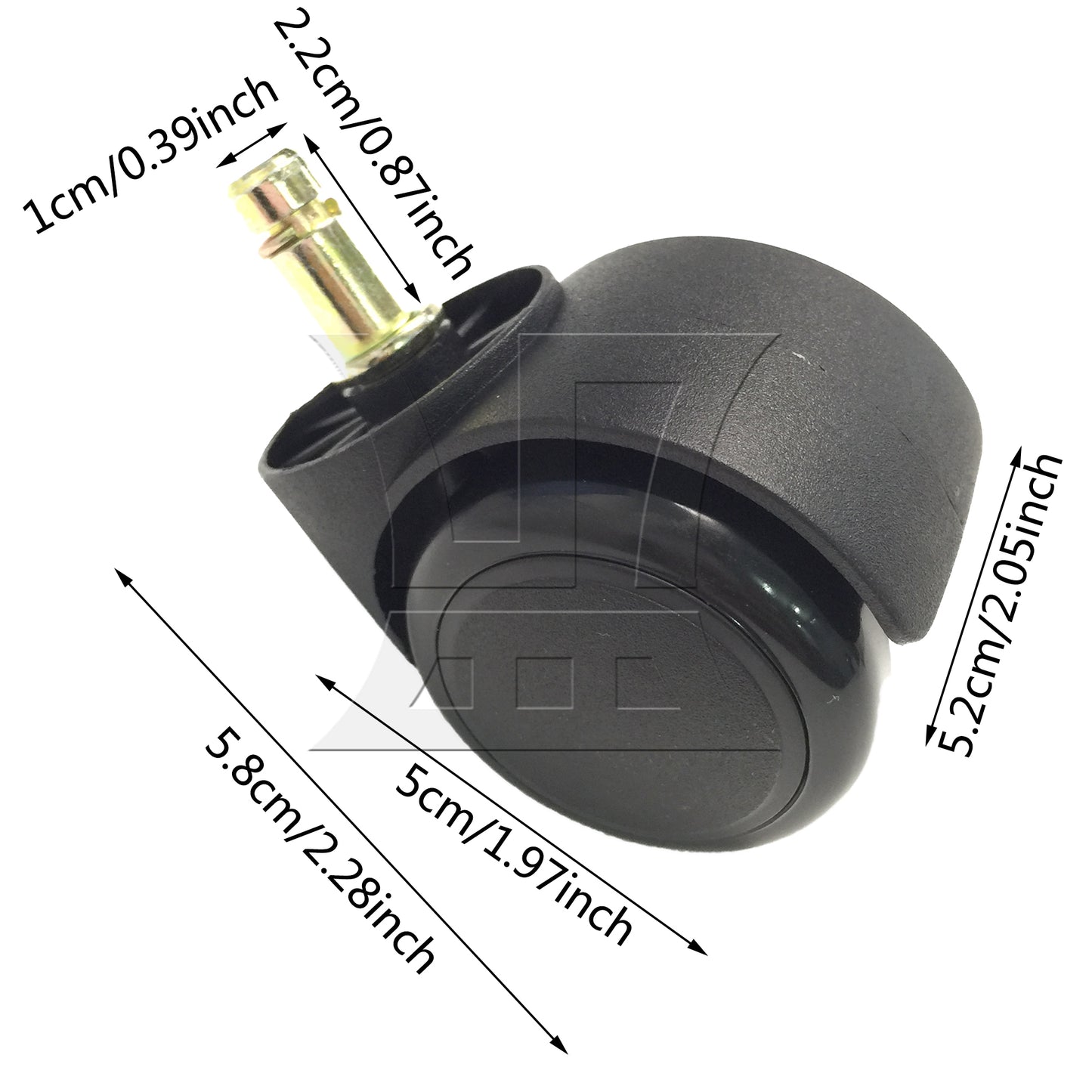 BQLZR  1pc 2inch Plastic Swivel Caster with Brake Rod 10x22mm Black for Official Chair Tea Table