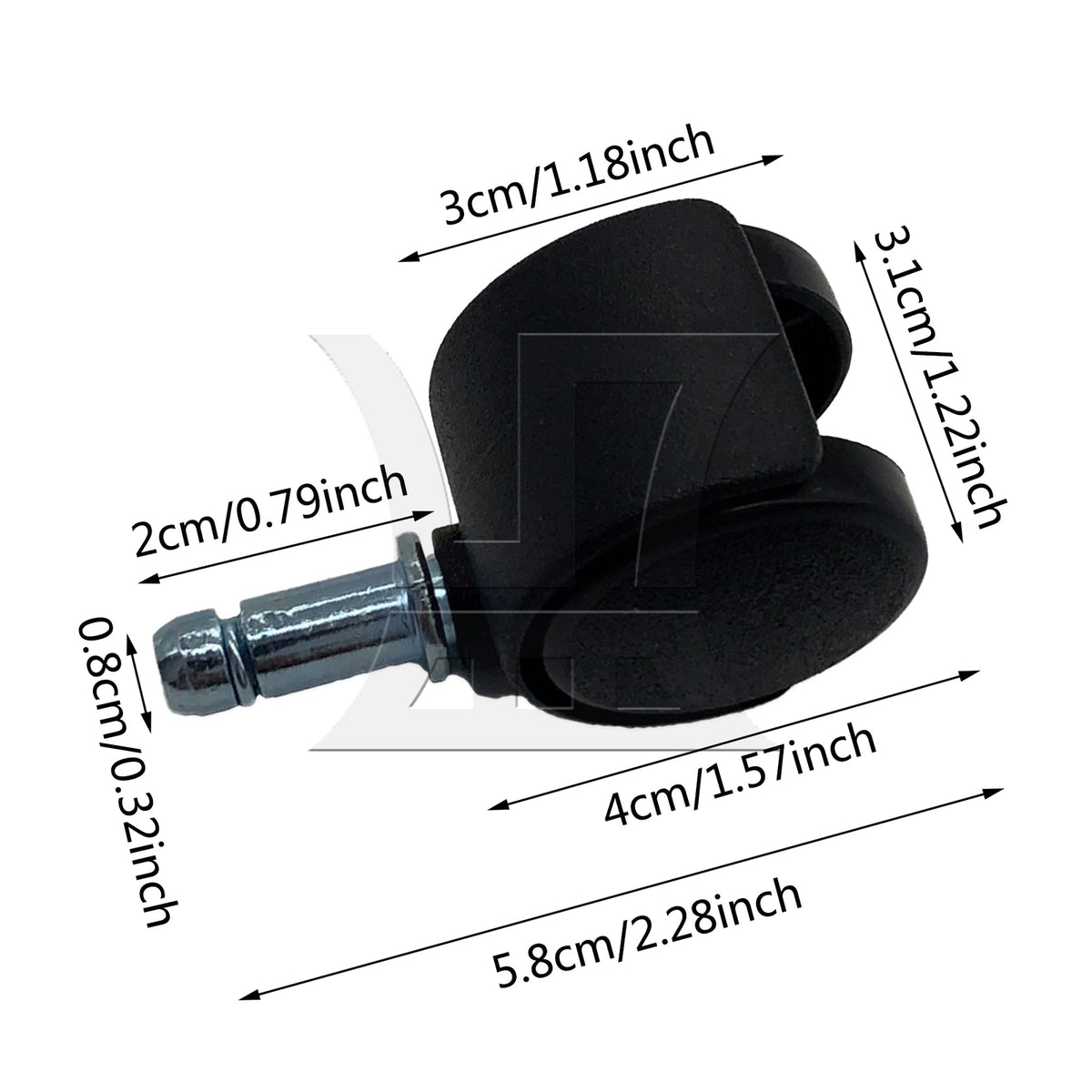 BQLZR 1pc 1inch Plastic Swivel Caster without Brake Rod 8x20mm Black for Official Chair Tea Table