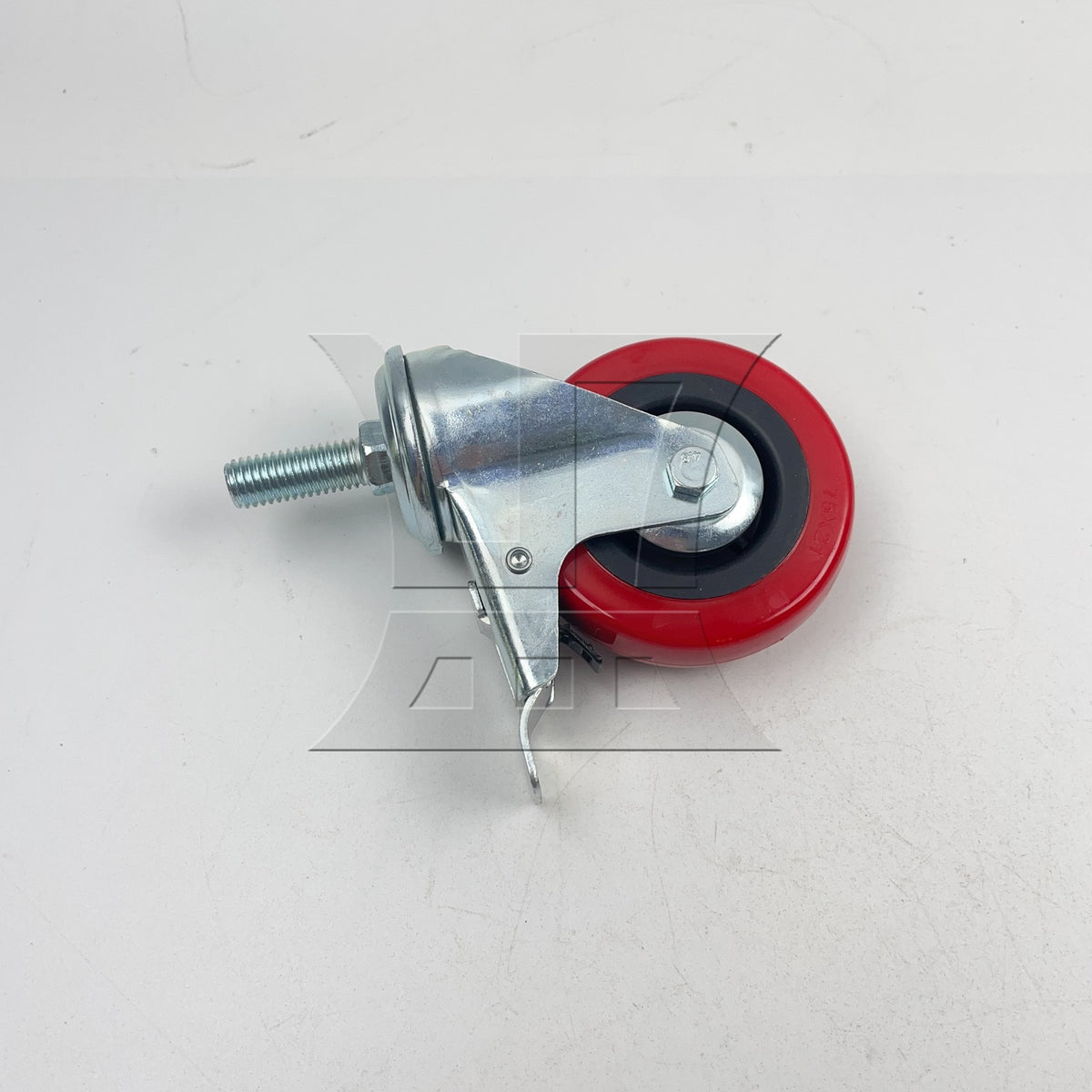 BQLZR 1pc Cart Thread Rod Swivel Caster with Brake 3inch Red for Handcart Furniture