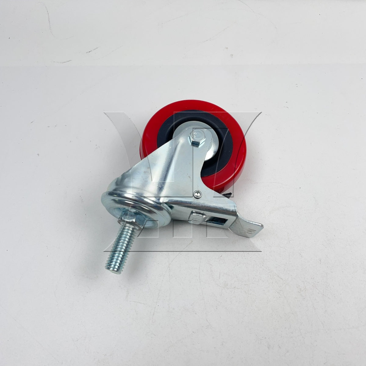 BQLZR 1pc Cart Thread Rod Swivel Caster with Brake 3inch Red for Handcart Furniture