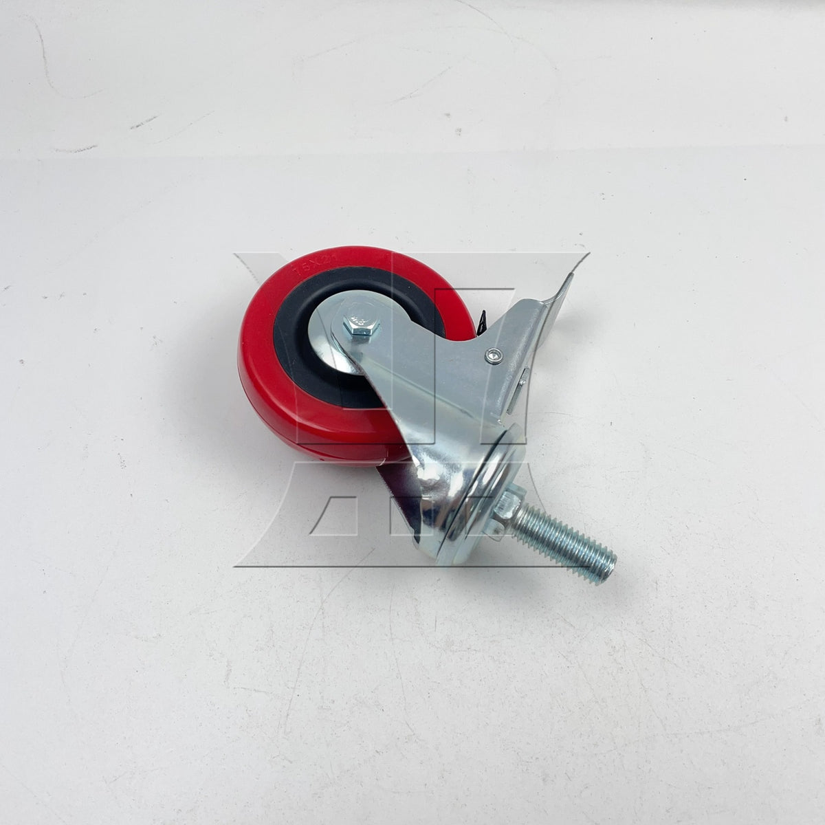 BQLZR 1pc Cart Thread Rod Swivel Caster with Brake 3inch Red for Handcart Furniture