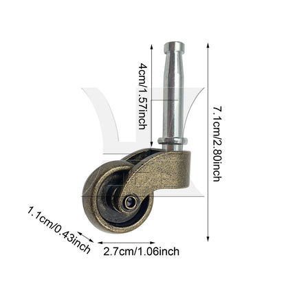 BQLZR 1pc Zinc Alloy Insert Rod Swivel Caster for Cart Coffee Table