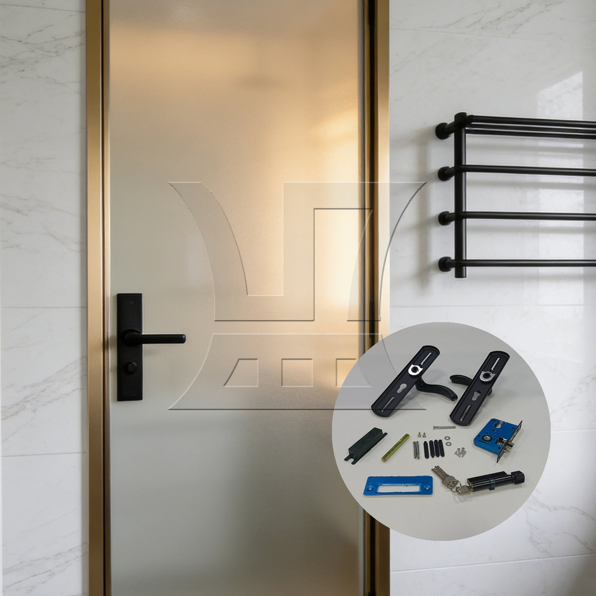 BQLZR 1set HStainless Steel Adjustable Household Door Lock Black Household Split Door Lock