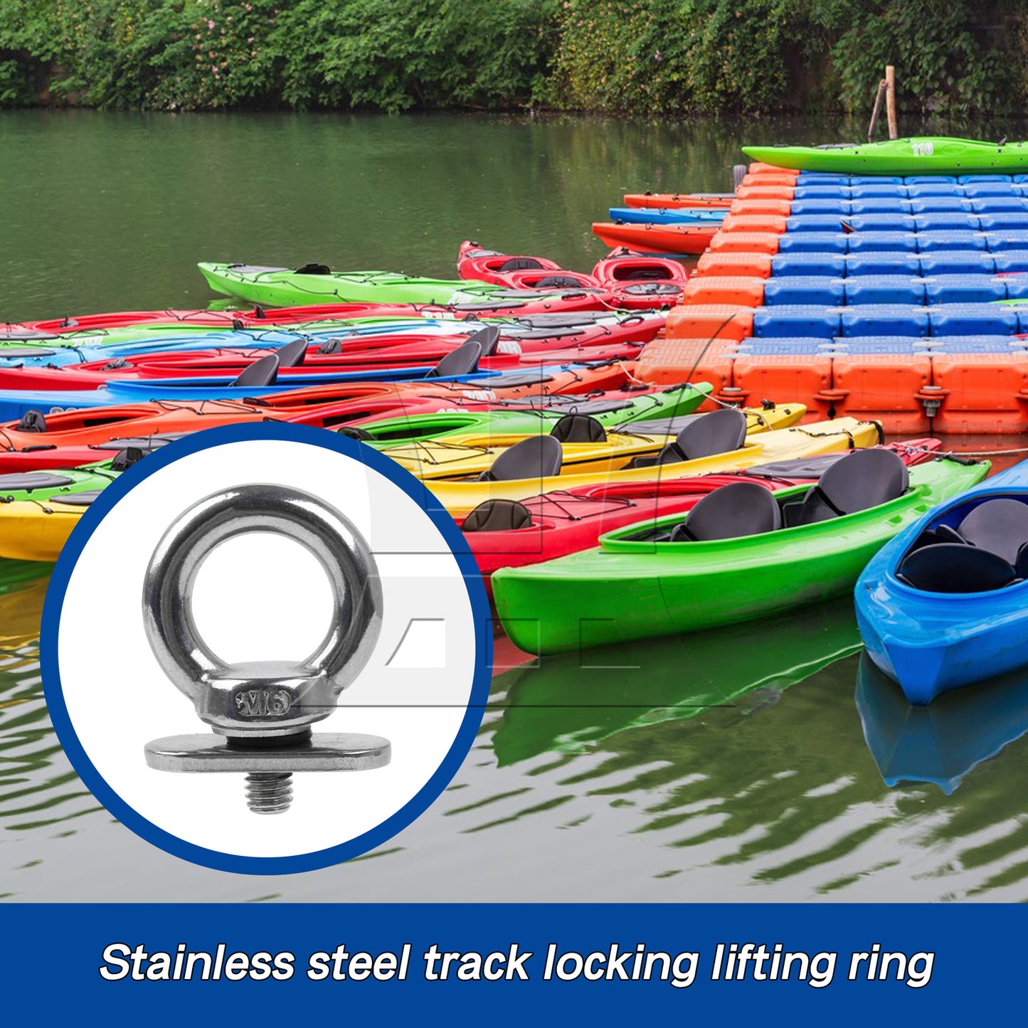 BQLZR 8Pieces Kayak Part Track Mount Tie Down Eyelet to Hold Bungee Cord Ropes M6