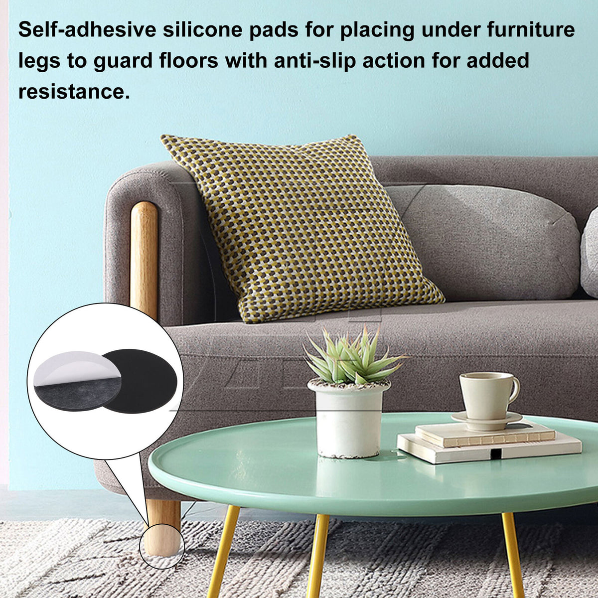 BQLZR 4Pcs Self Adhesive Chair Feet Pads Non-slip Round Diameter 50mm Use for Bed