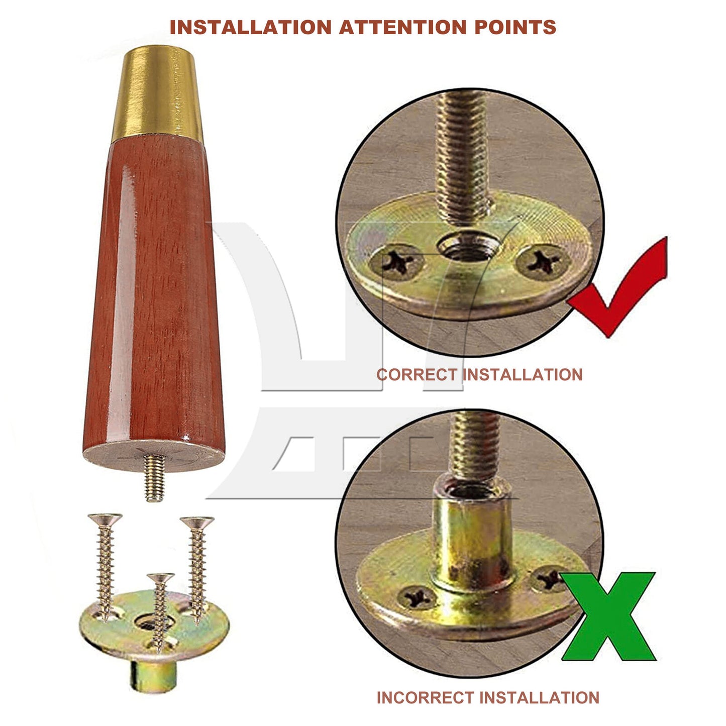 BQLZR 4Pieces M8 Female Thread T-Nut 1.44inch Dia Round Base Screw-in for Furniture