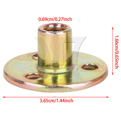 BQLZR 4Pieces M8 Female Thread T-Nut 1.44inch Dia Round Base Screw-in for Furniture