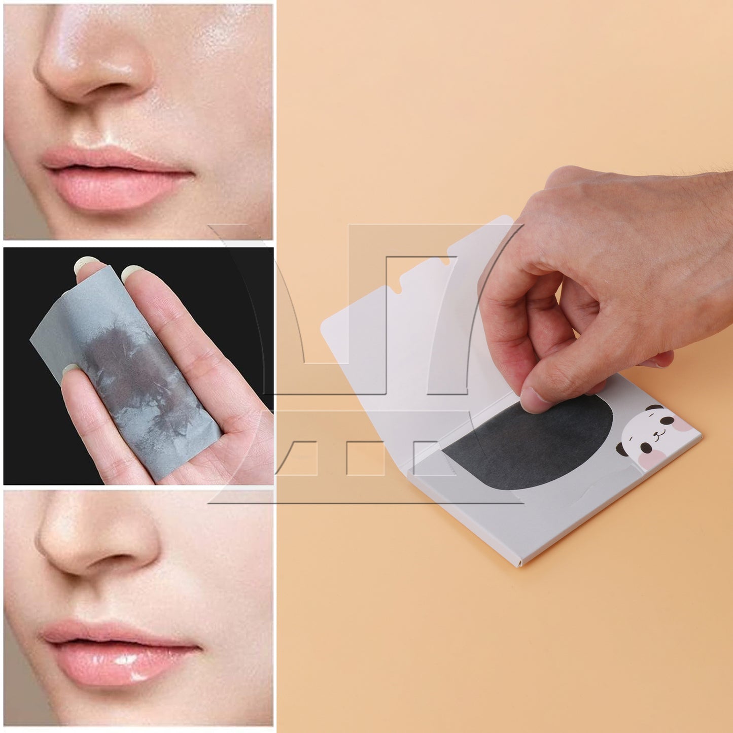 BQLZR 100 Pcs 3.54" Length Dark Grey Facial Oil Blotting Sheets Portable for Daily