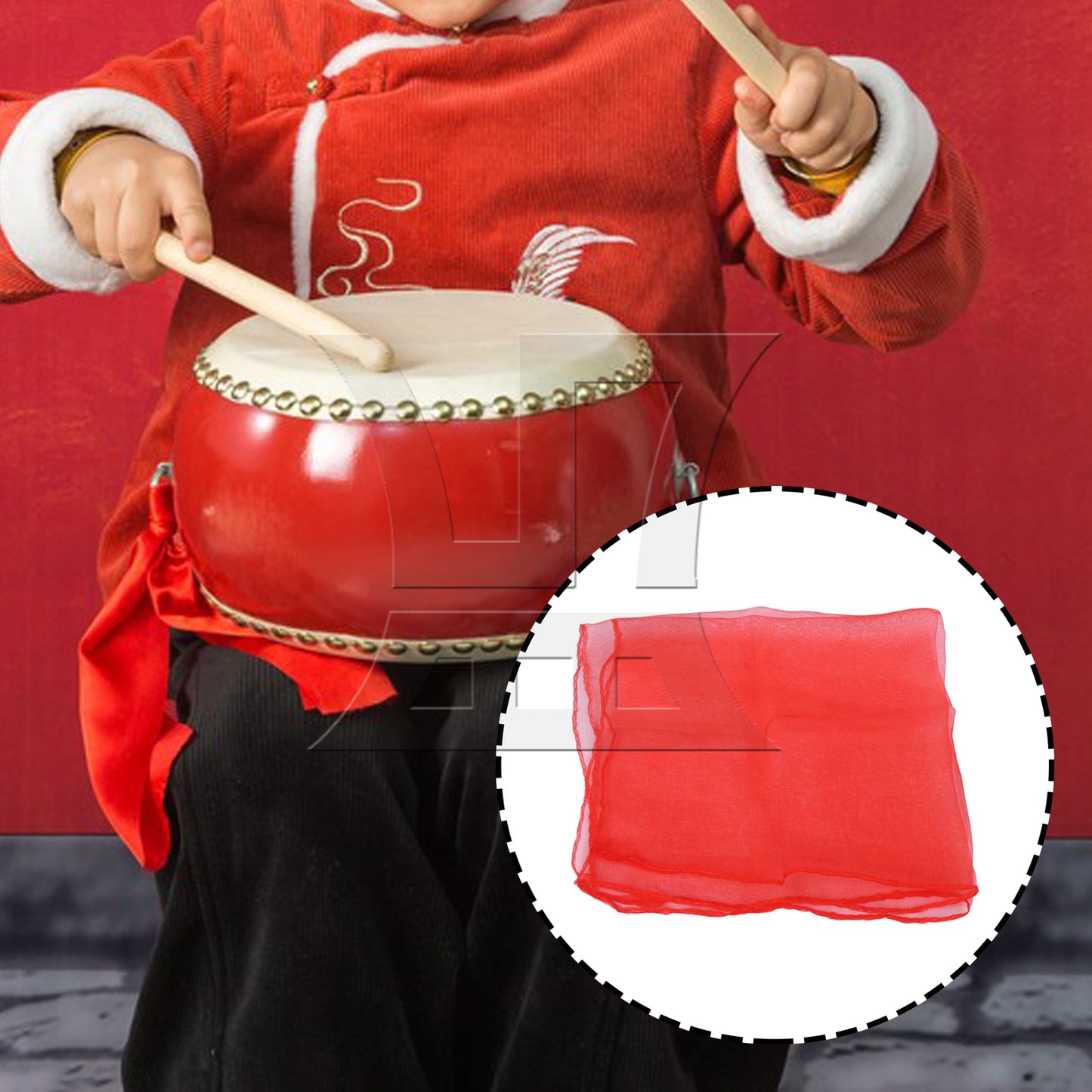 BQLZR Music Movement Scarf for Drum Stick Decoration 18.5" Length x 16.93" Width Red