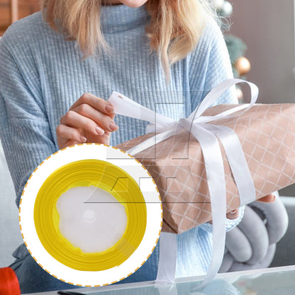 BQLZR Solid Color Satin Ribbon 0.4 Inch x 24 Yards for Weddings Wreaths Craft Yellow
