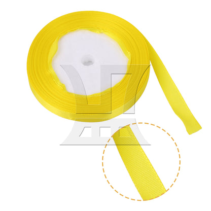 BQLZR Solid Color Satin Ribbon 0.4 Inch x 24 Yards for Weddings Wreaths Craft Yellow
